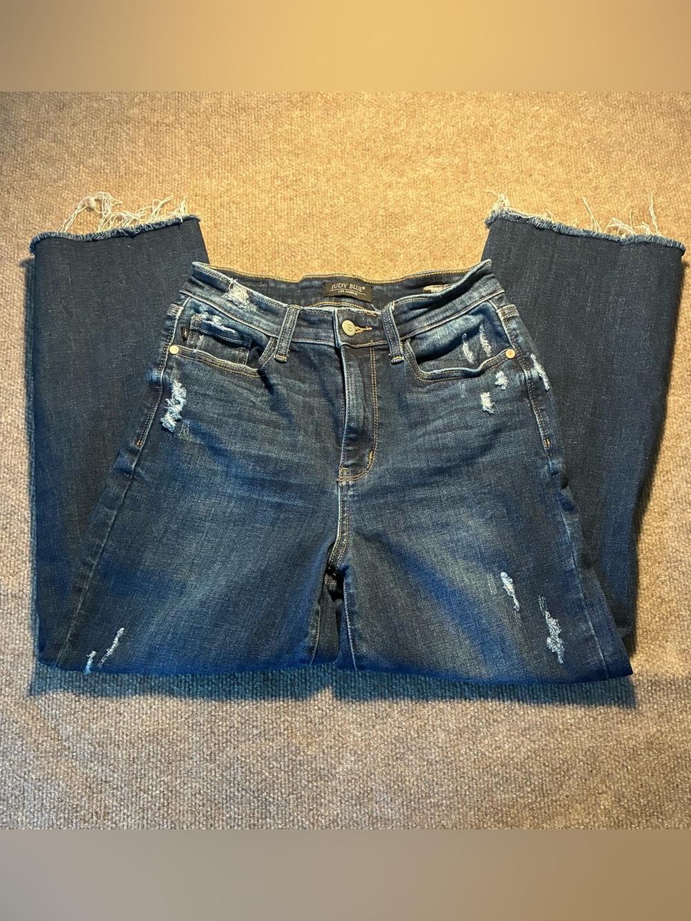 Judy Blue Indigo Distressed Wide-Leg Jeans